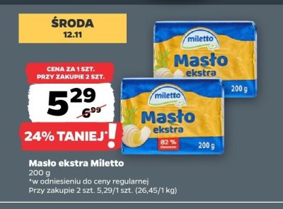 Masło ekstra Miletto promocja w Netto