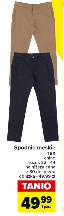 Spodnie męskie chino 32-44 Tex promocja