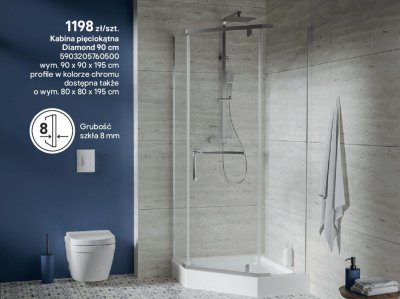 Kabina prysznicowa pięciokątna Diamond chrom promocja w Castorama