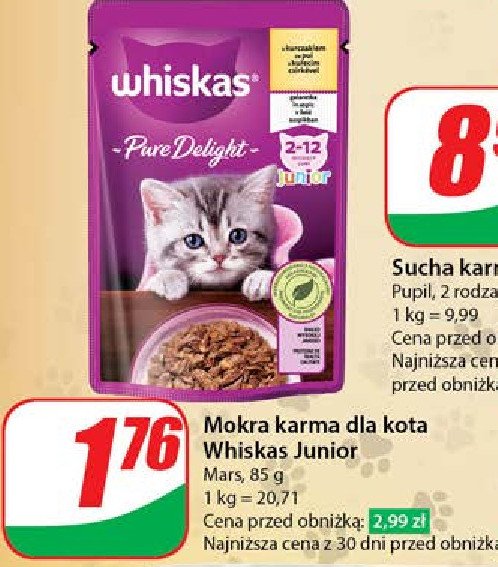 Karma z kurczakiem Whiskas pure delight promocja w Dino