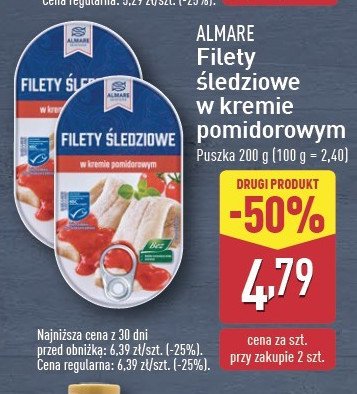 Filety 艣ledziowe w kremie pomidorowym Almare promocja
