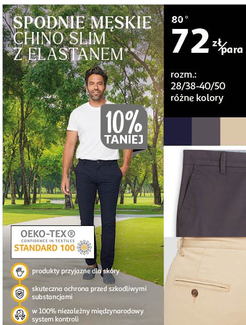 Spodnie męskie chino slim 28/38-40/50 Auchan inextenso promocja