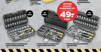 Zestaw kluczy nasadowych z grzechotką różne rodzaje 46 elem. promocja w Netto