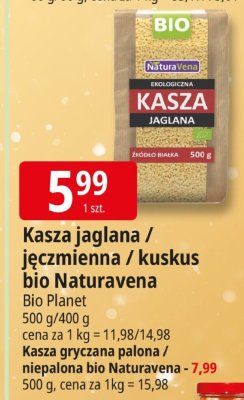 Kasza jaglana/jęczmienna/kuskus bio Naturavena Bio Planet promocja w Leclerc