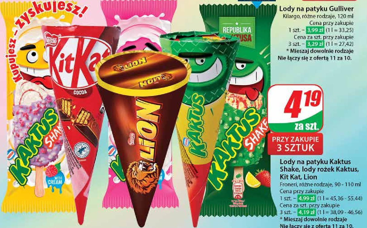 Lody shake malina Nestle kaktus promocja