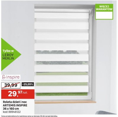 Roleta dzień i noc ARTEMIS INSPIRE 36 x 160 cm promocja w Leroy Merlin