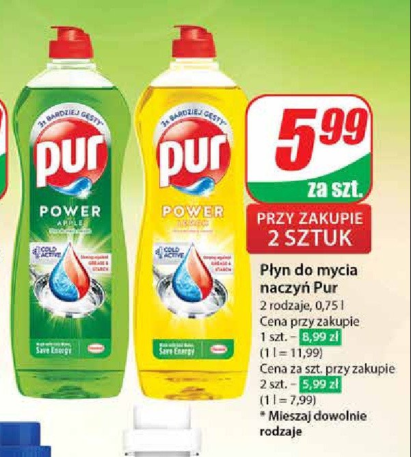 Płyn do naczyń lemon Pur power promocja w Dino