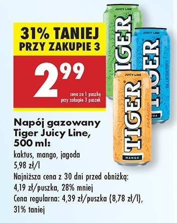 Napój jagoda-melon Tiger energy drink promocja w Biedronka