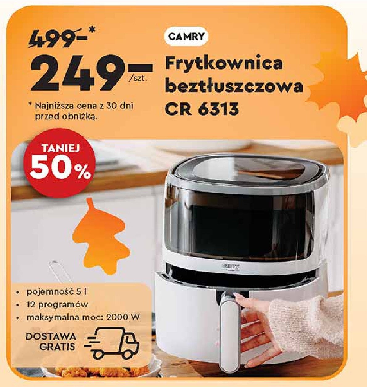 Frytkownica beztłuszczowa cr 6313 Camry promocja