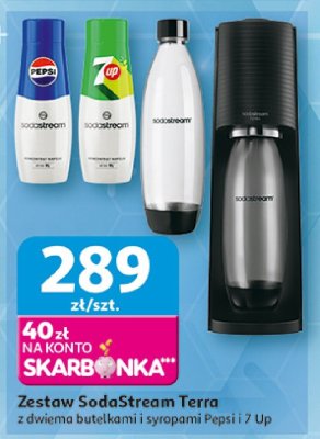 Zestaw SodaStream Terra z dwoma butelkami i syropami Pepsi i 7Up promocja w Auchan