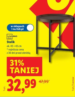 Stolik LIVARNO ok. 43 × 43 cm promocja w Lidl