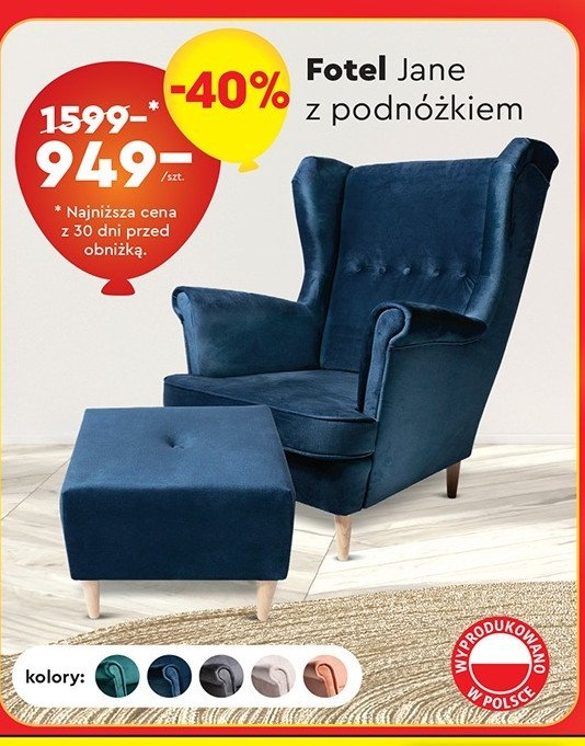 Fotel jane z podnóżkiem promocja w Biedronka