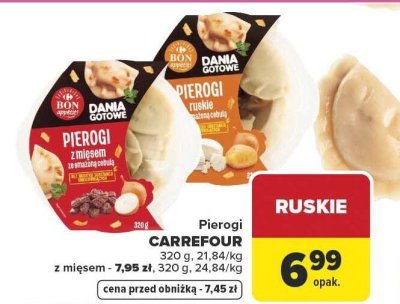 Pierogi CARREFOUR RUSKIE z mięsem promocja w Carrefour