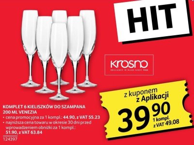 Komplet 6 kieliszków do szampana 200 ml Venezia Krosno promocja w Selgros