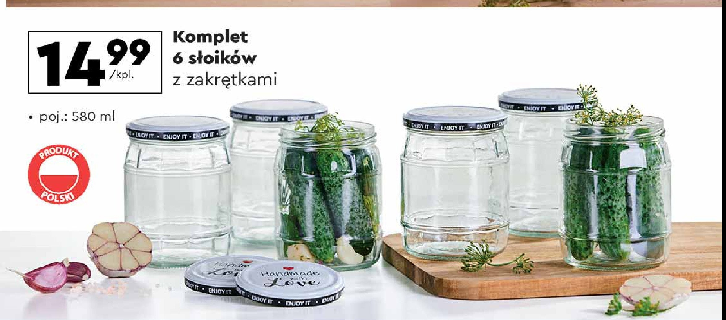 Słoiki z kolorową nakrętką 580 ml promocja