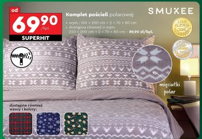 Komplet pościeli polarowej 160x200 cm + 2x 70x80 cm promocja w Biedronka