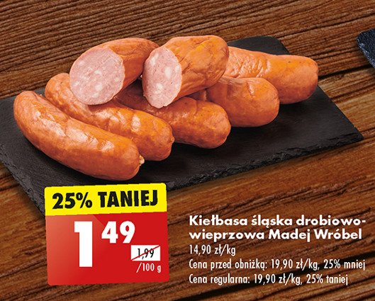 Kiełbasa śląska drobiowo-wieprzowa Madej & wróbel promocja