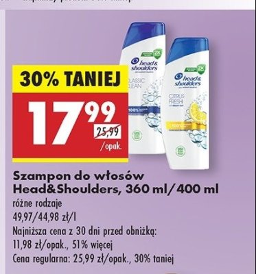 Szampon do włosów citrus fresh Head&shoulders promocja