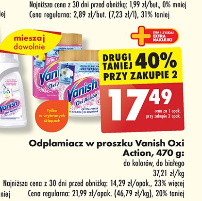 Odplamiacz w proszku pink Vanish oxi action promocja