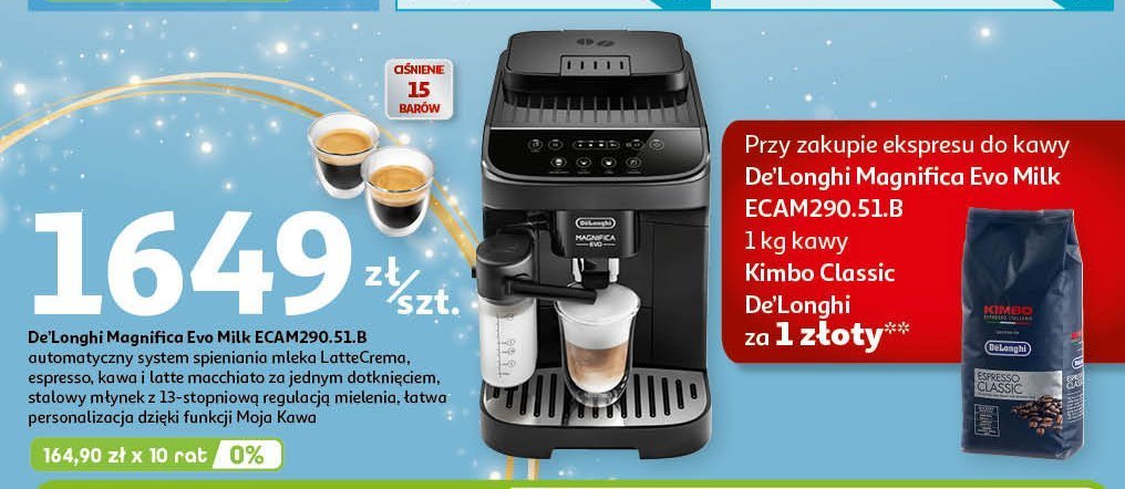 Ekspres do kawy ecam290.51.b De'longhi promocja w Auchan