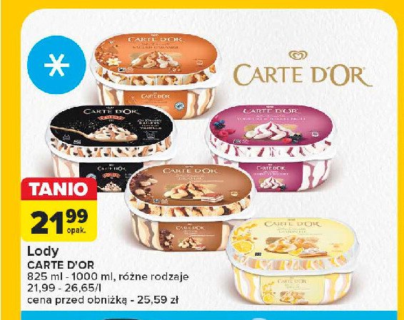 Sorbet cytrynowy ALGIDA CARTE D'OR SORBETTO promocja