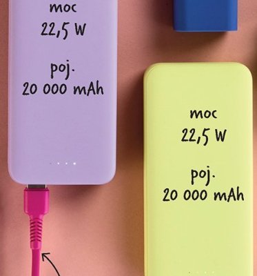 Powerbank z 2 portami USB-A i 1 USB-C 20 000 mAh promocja w Biedronka