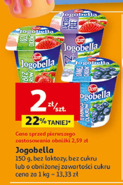 Jogurt truskawkowy bez laktozy Zott jogobella promocja w Auchan