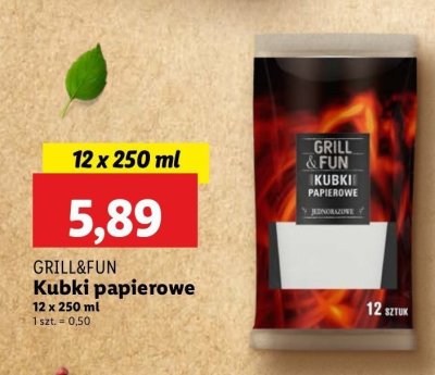 Kubki papierowe 250 ml Grill and fun promocja