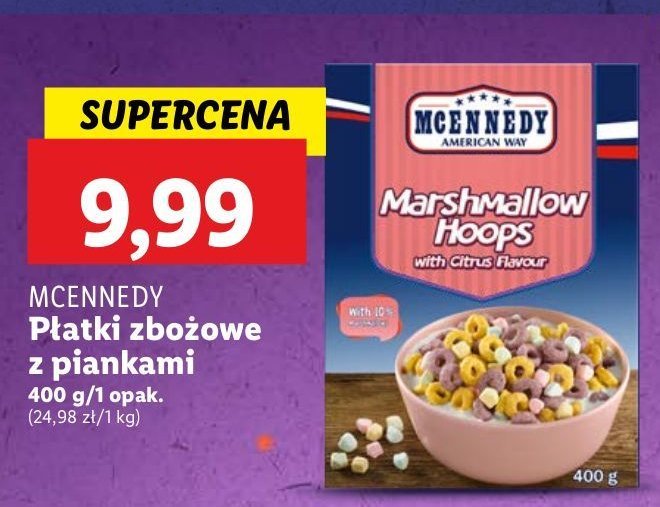 Płatki zbożowe z piankami Mcennedy promocja