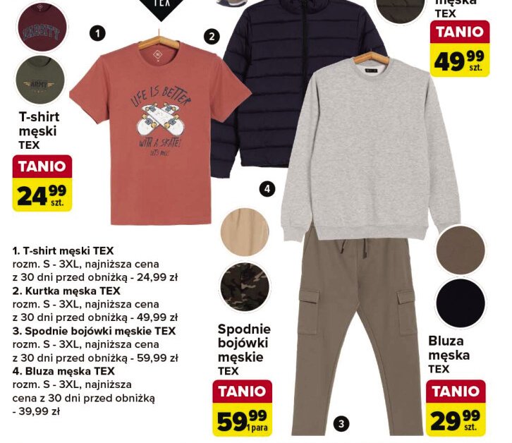 Kurtka męska rozm. s-3xl Tex promocja w Carrefour