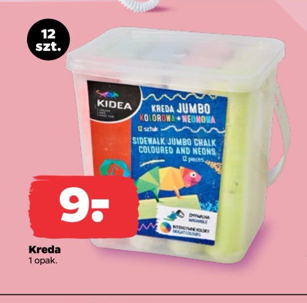 Kreda kolorowa jumbo w wiaderku Kidea promocja w Netto