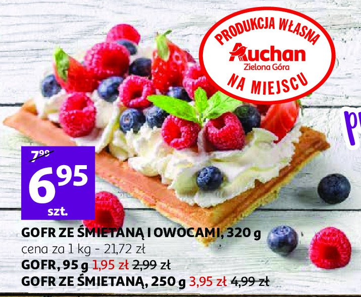 Gofr ze śmietaną i owocami Auchan promocja