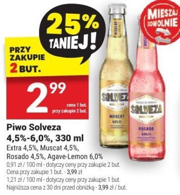 Piwo Solveza 4.5%-6.0% 330ml promocja w Twój Market