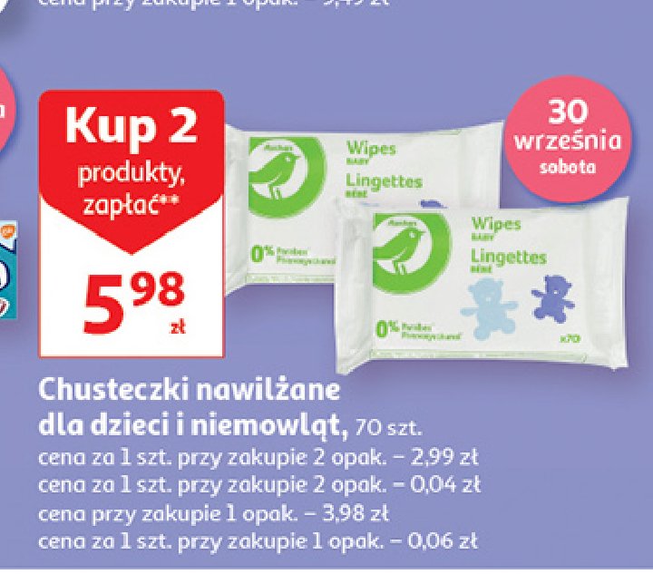 Chusteczki nawilżające dla dzieci Auchan baby promocja