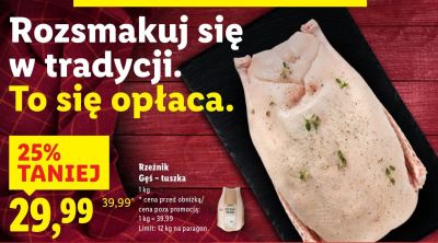 Rzeźnik Gęś - tuszka promocja w Lidl