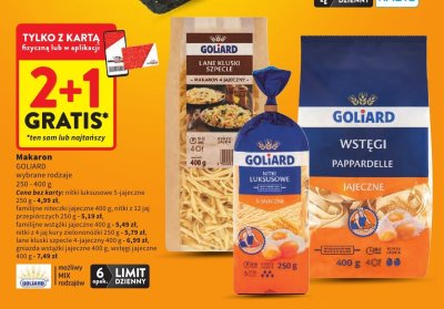 Makaron GOLIARD różne rodzaje promocja w Intermarche