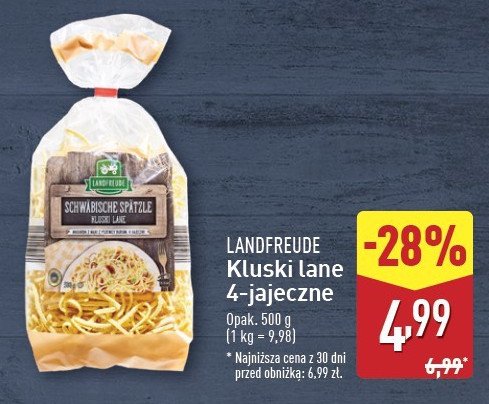 Makaron kluski lane Landfreude promocja w Aldi