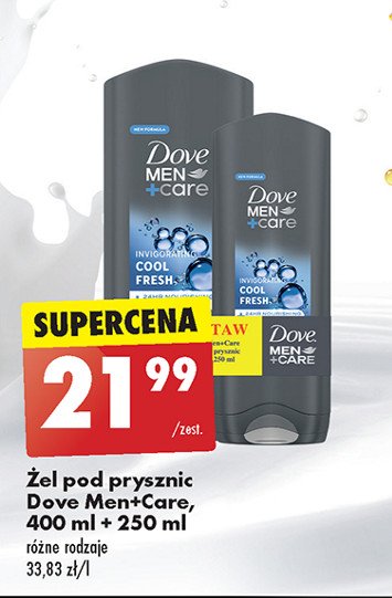 Zestaw cool fresh żel pod prysznic 400 ml + żel pod prysznic 250 ml Dove men+care promocja