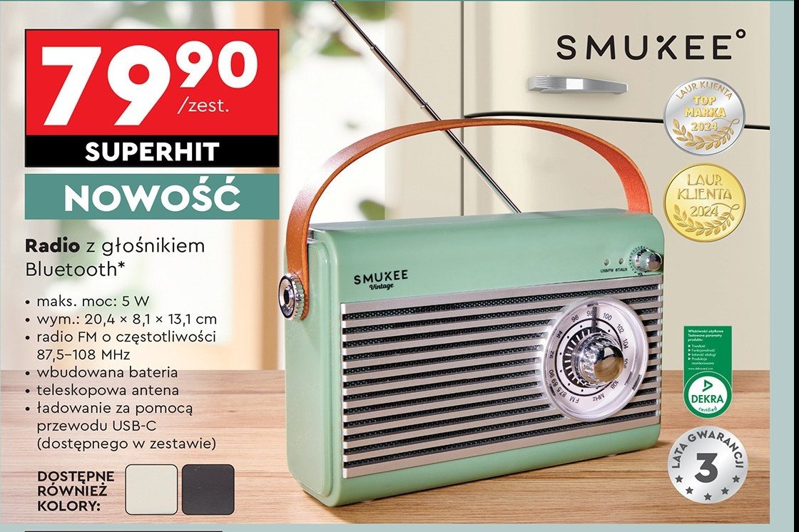 Radio z głośnikiem bluetooth Smukee promocja w Biedronka