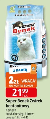 Żwirek Super Benek bentonitowy antybakteryjny promocja w Leclerc