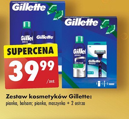 Zestaw w pudełku pianka do golenia 250 ml + balsam po goleniu 100 ml Gillette zestaw promocja w Biedronka