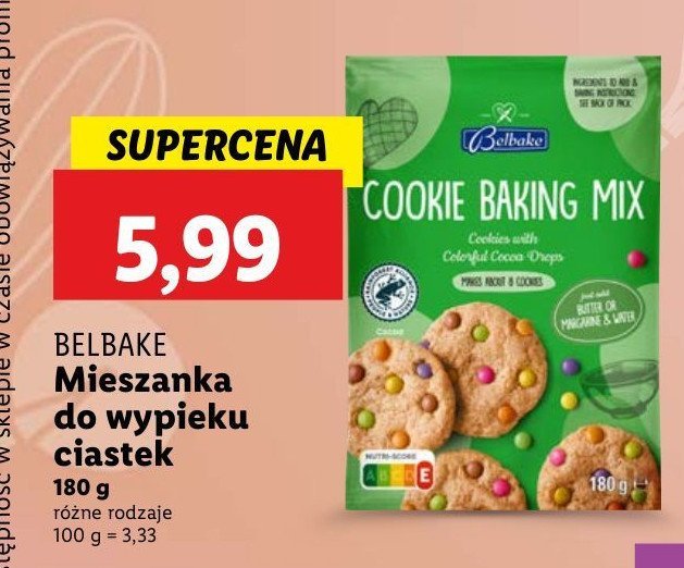 Mieszanka do wypieku ciastek Belbake promocja w Lidl