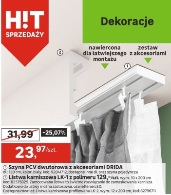 Listwa karniszowa LK-1 z polimeru promocja w Leroy Merlin