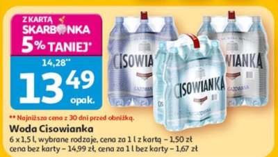 Woda Cisowianka 6x1.5L promocja w Auchan
