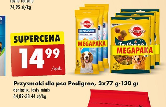 Przysmak dla psa z kurczakiem i kaczką PEDIGREE TASTY MINIS promocja