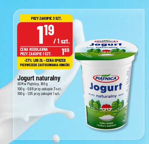 Jogurt naturalny Piątnica promocja w POLOmarket