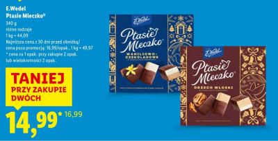 Praliny E.Wedel Ptasie Mleczko Orzech Włoski promocja w Lidl