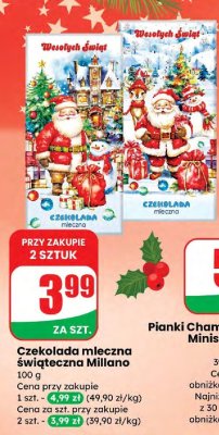 Czekolada mleczna świąteczna Millano promocja w Dino