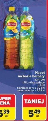 Napój na bazie herbaty LIPTON 1,5 l promocja w Carrefour