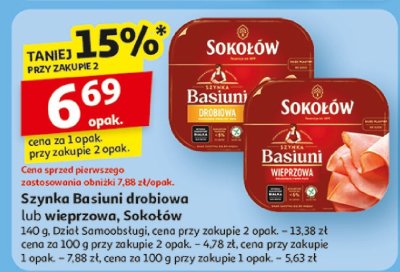 Szynka Basiuni wieprzowa Sokołów promocja w Auchan